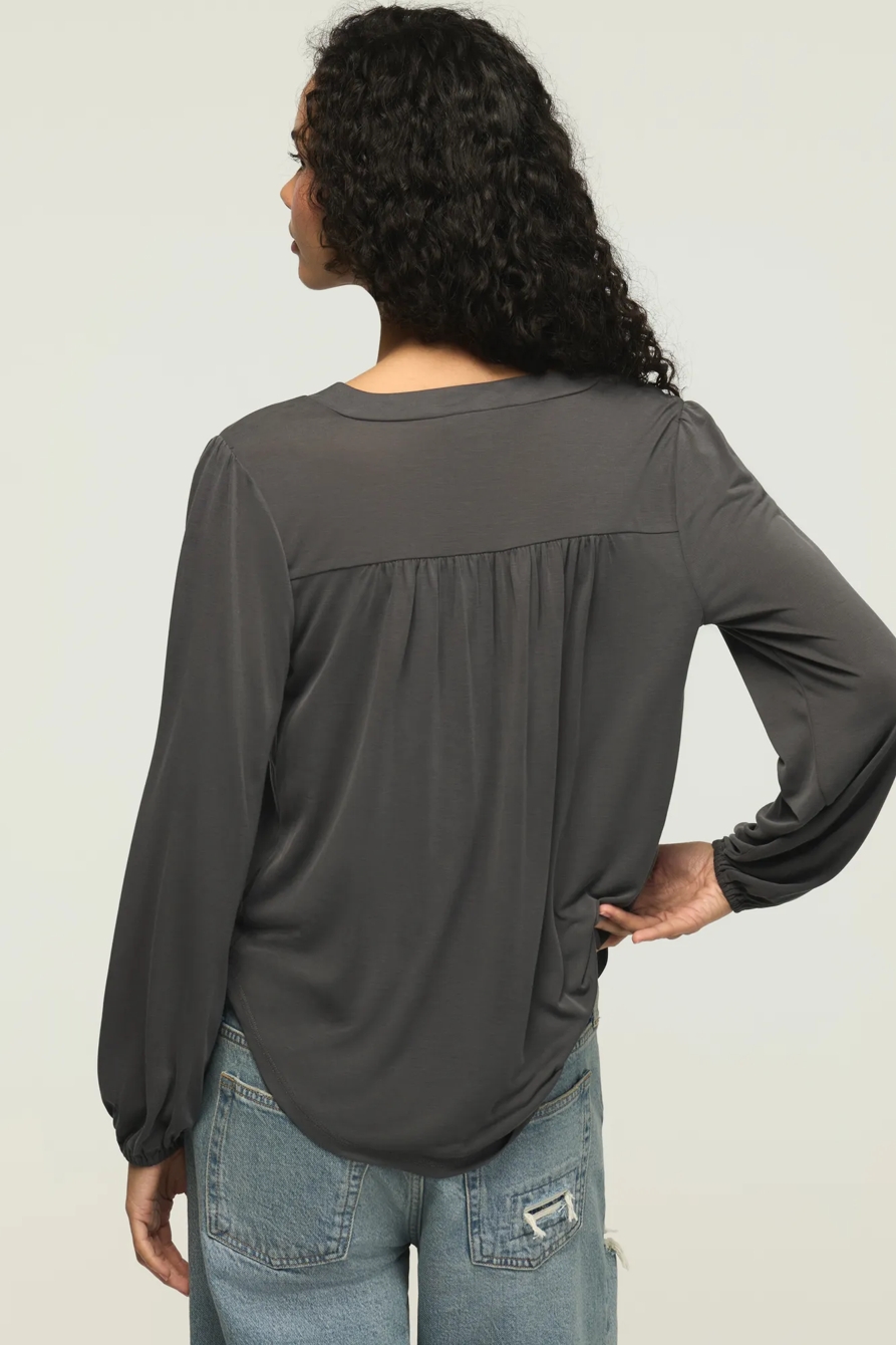SANDWASH LONG SLEEVE V NECK TOP, image 3