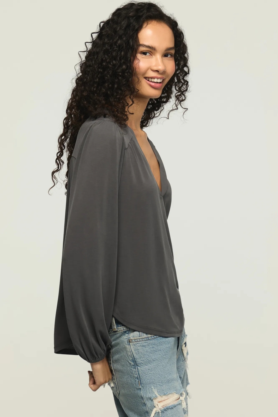 SANDWASH LONG SLEEVE V NECK TOP, image 4