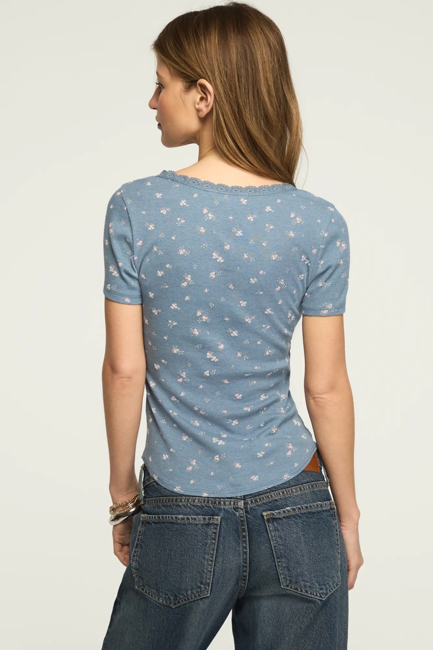 PRINTED SHORT SLEEVE HENLEY TEE, image 3