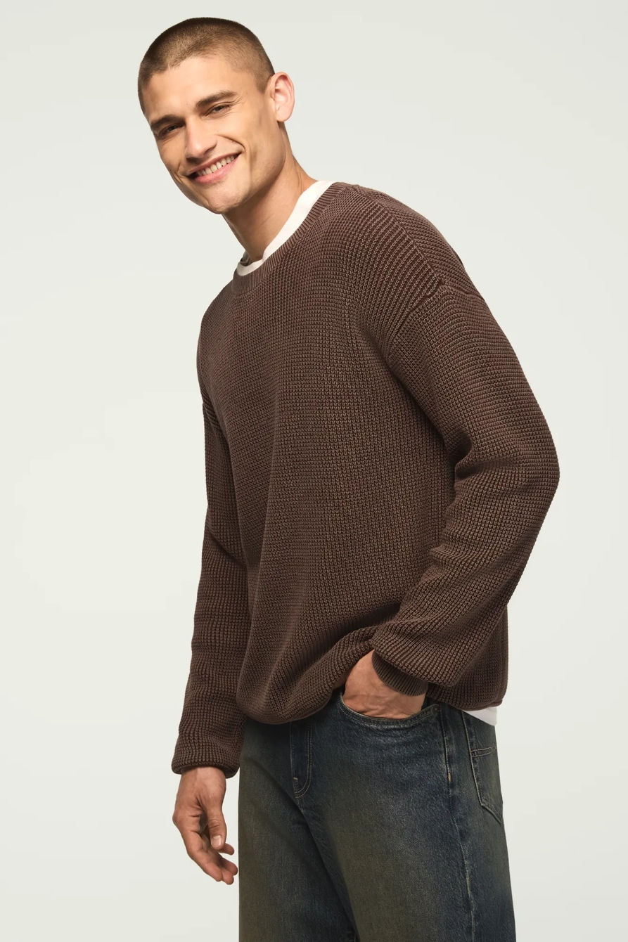 WASHED TEXTURED CREW NECK SWEATER, image 4