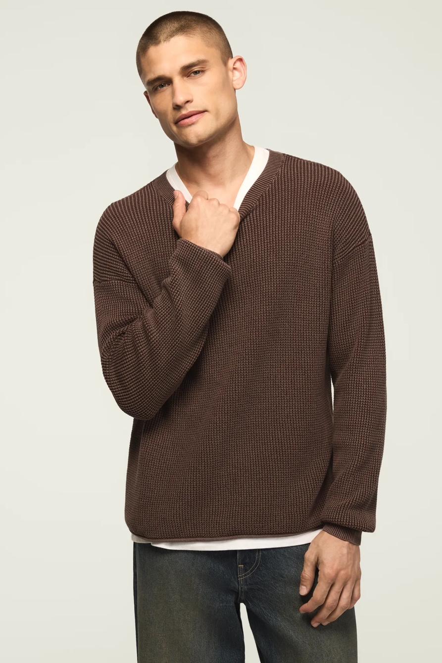 WASHED TEXTURED CREW NECK SWEATER, image 5