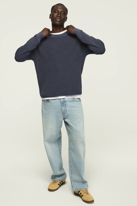 WASHED TEXTURED CREW NECK SWEATER, image 1