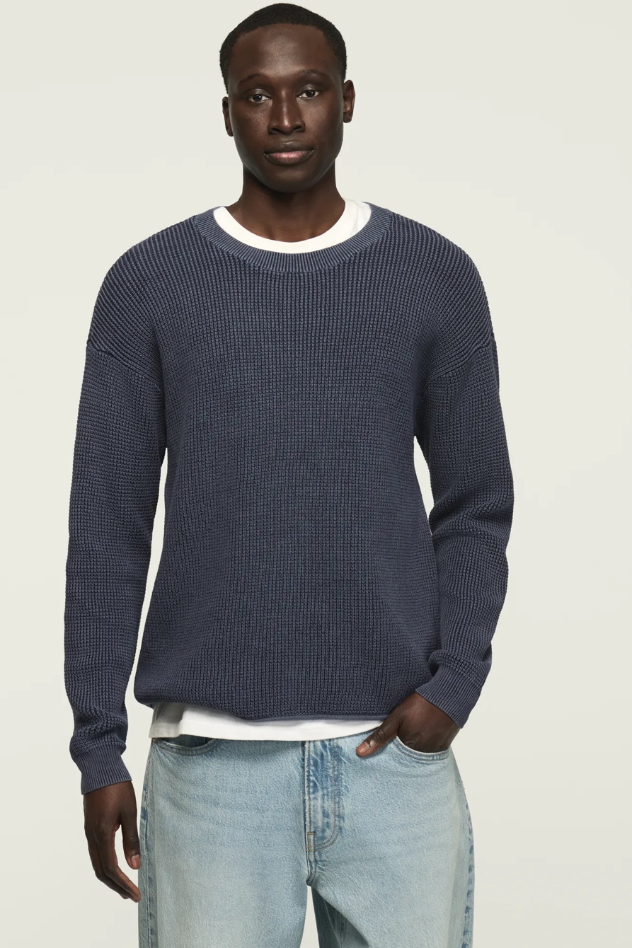 WASHED TEXTURED CREW NECK SWEATER, image 2