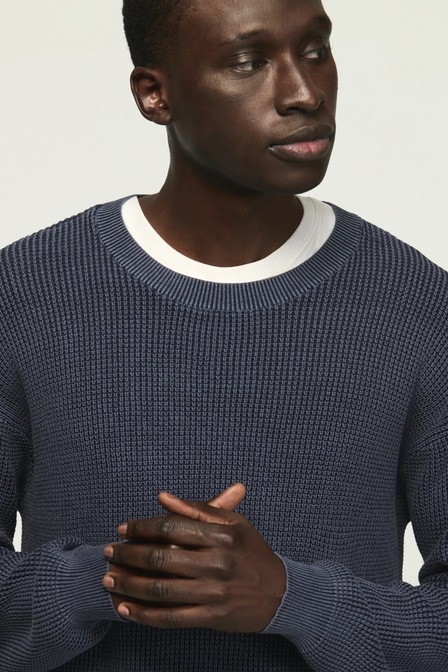 WASHED TEXTURED CREW NECK SWEATER, image 3