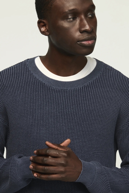 WASHED TEXTURED CREW NECK SWEATER, image 3