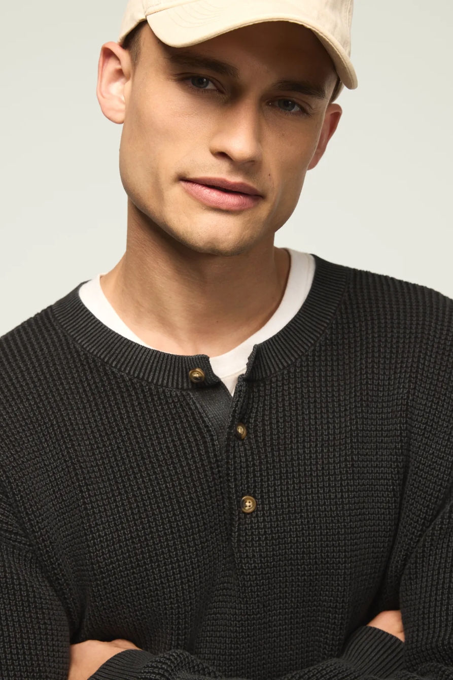 WASHED OTTOMAN HENLEY SWEATER, image 2