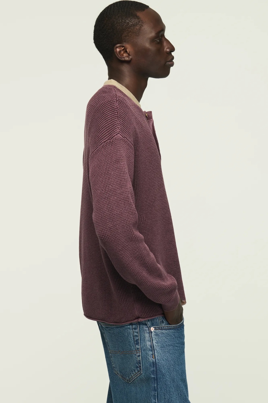 WASHED OTTOMAN HENLEY SWEATER, image 4