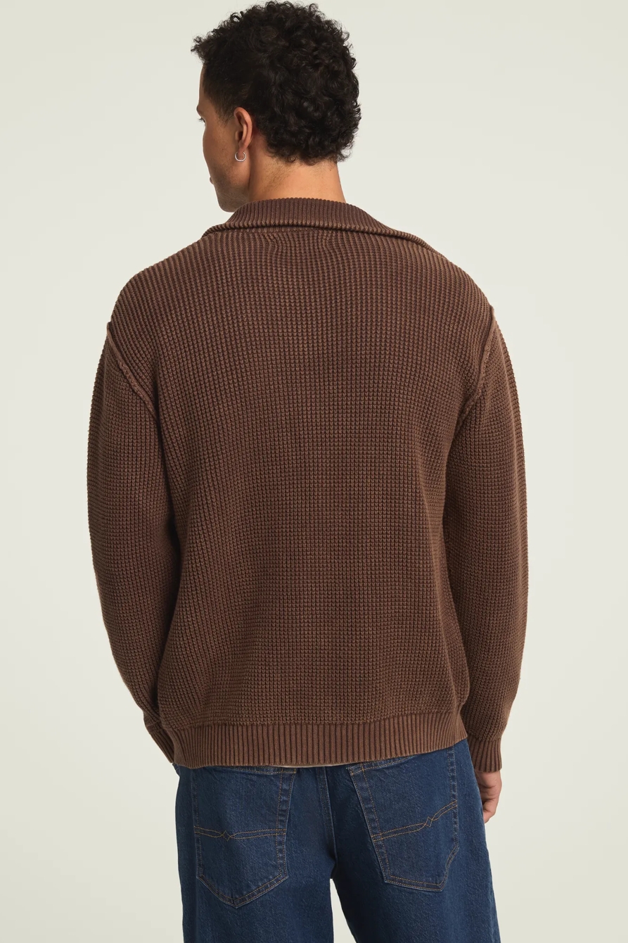 WASHED FULL ZIP SWEATER, image 3