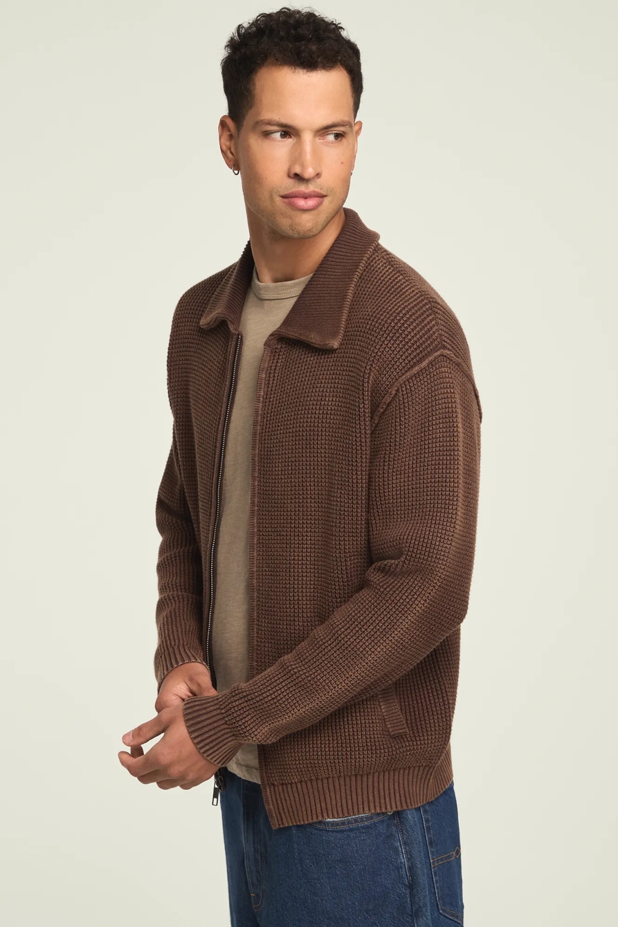WASHED FULL ZIP SWEATER, image 4