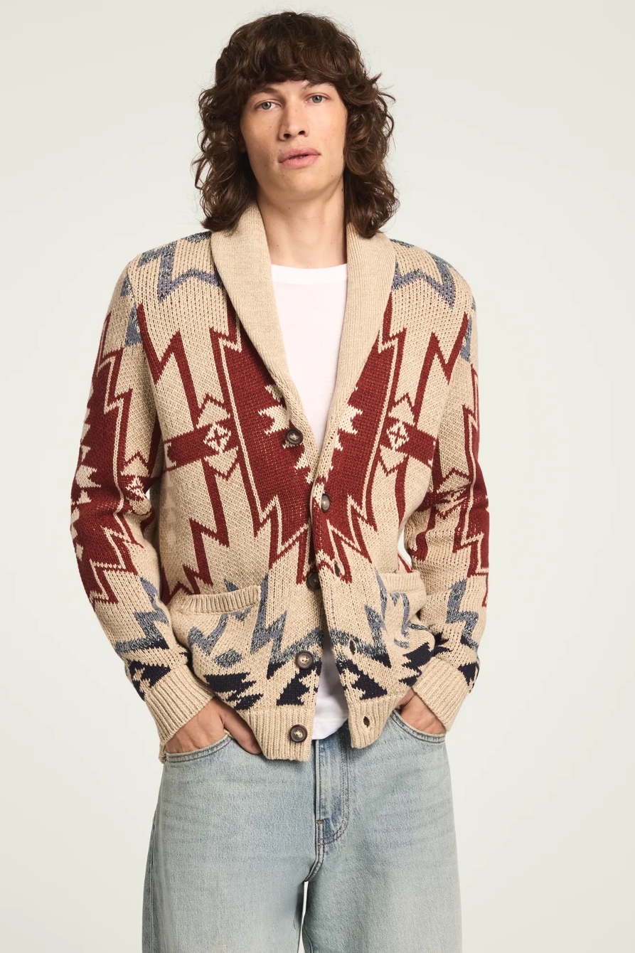 SOUTHWESTERN SHAWL COLLAR SWEATER, image 2