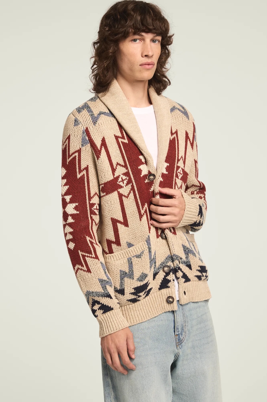 SOUTHWESTERN SHAWL COLLAR SWEATER, image 3