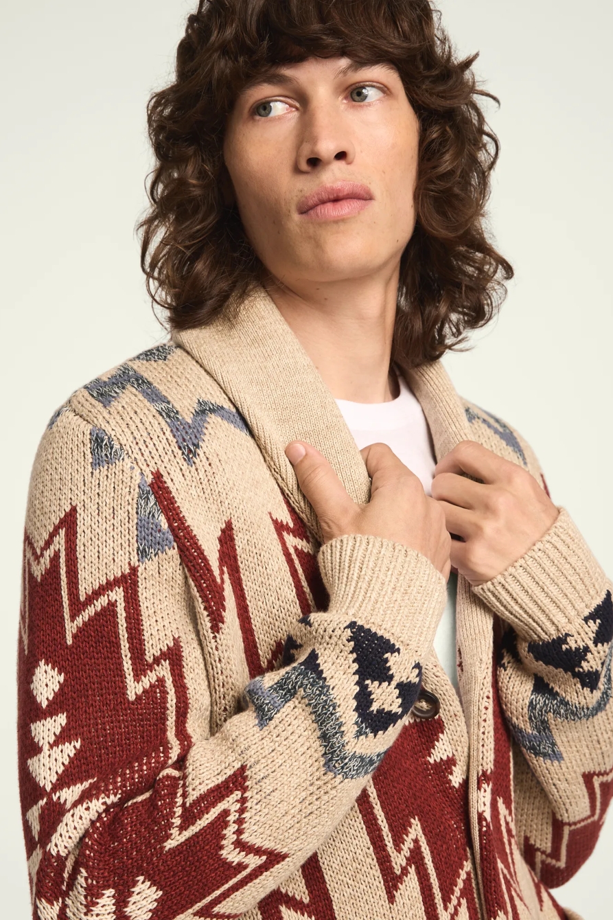 SOUTHWESTERN SHAWL COLLAR SWEATER, image 4