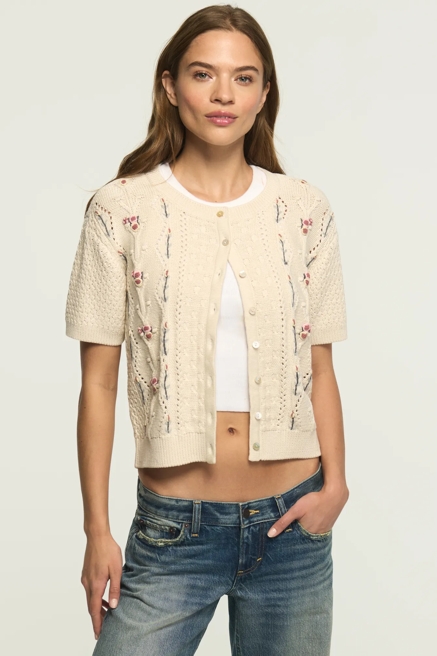 ROSETTE BUTTON UP SWEATER TEE, image 1