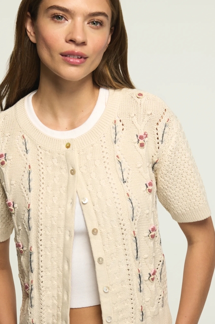 ROSETTE BUTTON UP SWEATER TEE, image 2