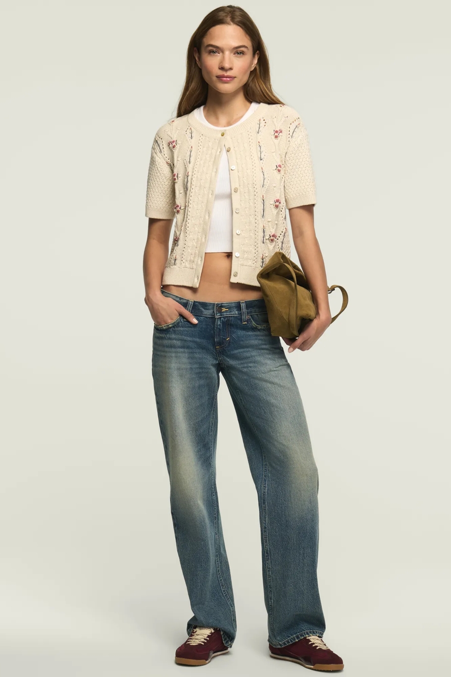 ROSETTE BUTTON UP SWEATER TEE, image 3