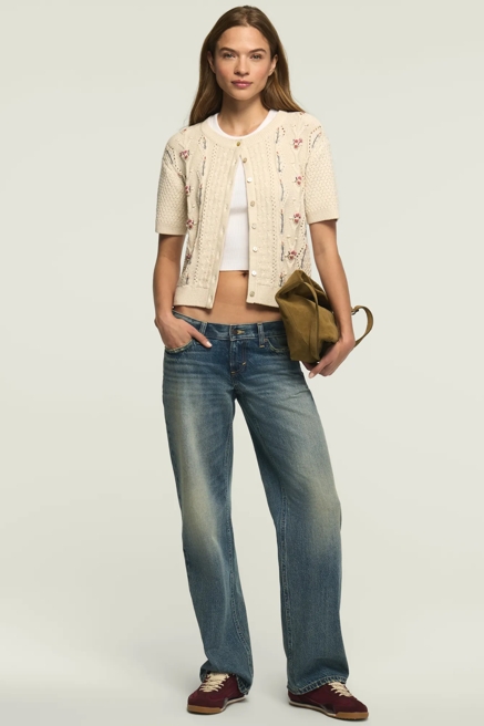ROSETTE BUTTON UP SWEATER TEE, image 3