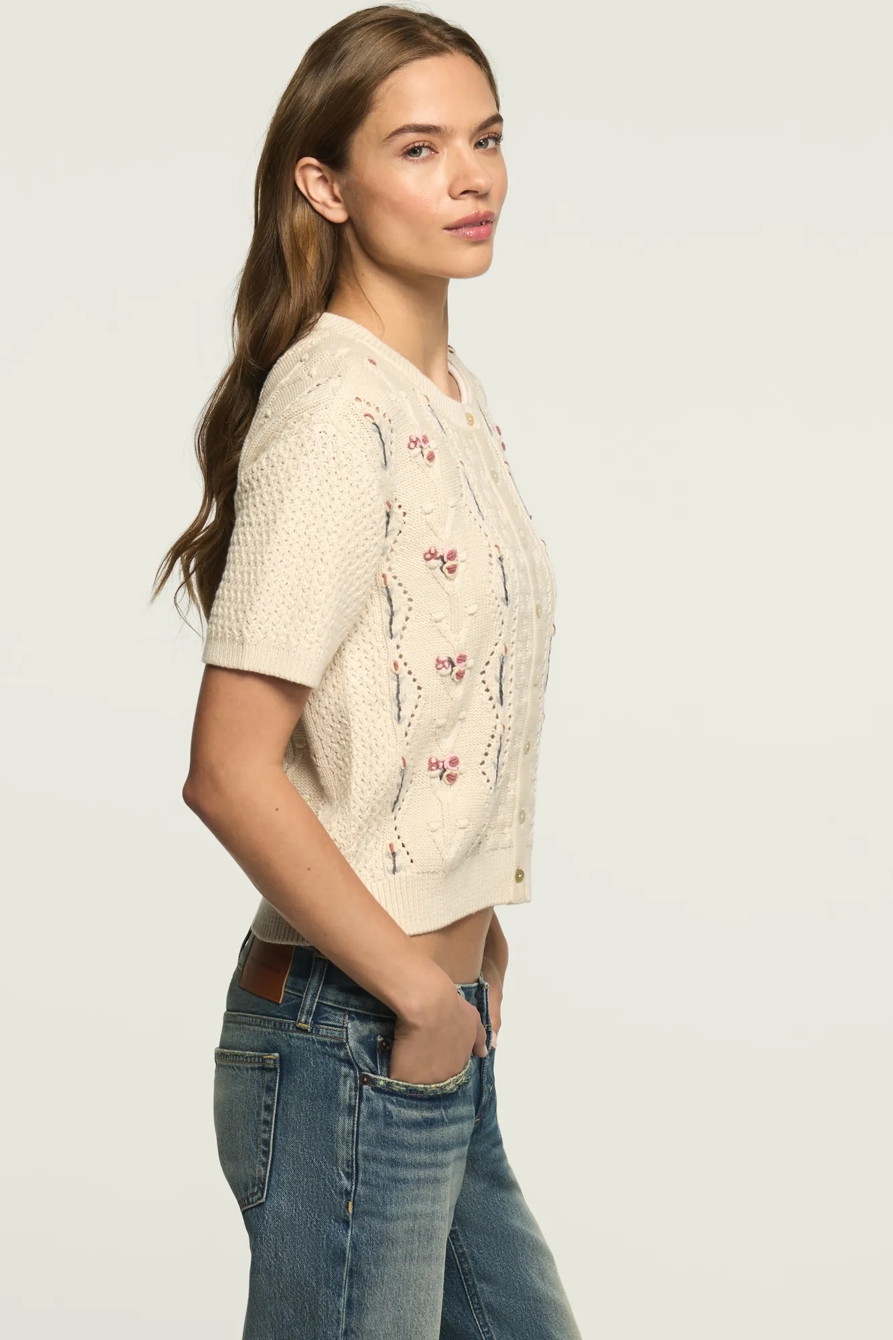 ROSETTE BUTTON UP SWEATER TEE, image 4