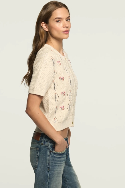 ROSETTE BUTTON UP SWEATER TEE, image 4