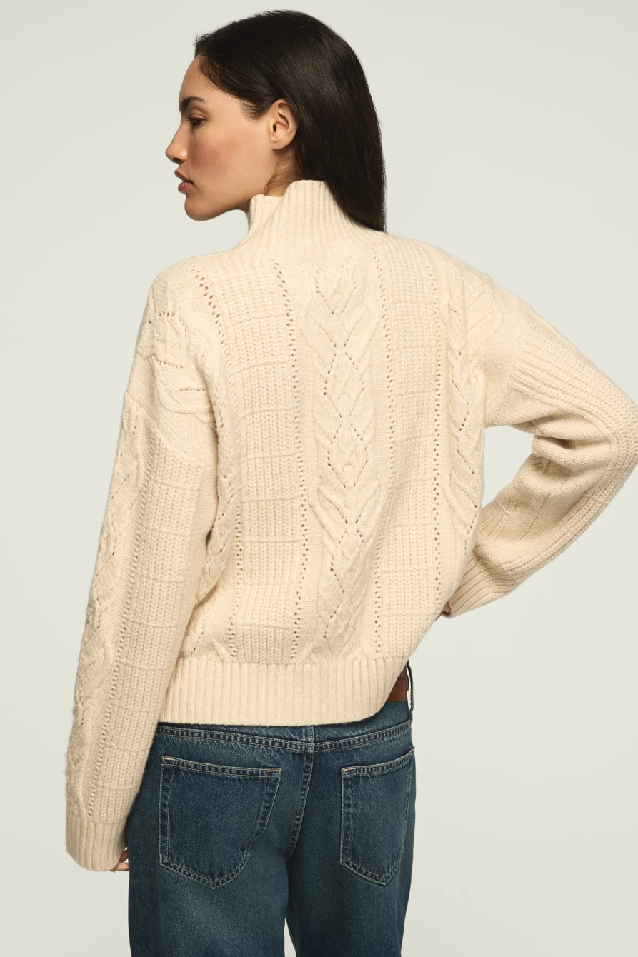OPEN CABLE MOCK NECK SWEATER, image 3