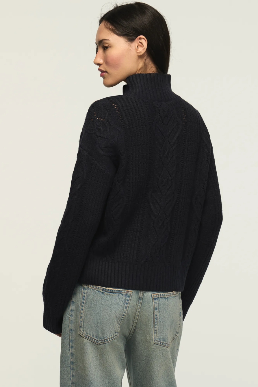 OPEN CABLE MOCK NECK SWEATER, image 3