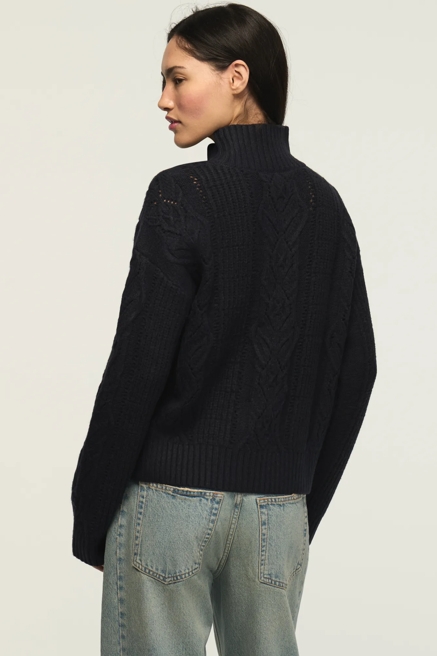 OPEN CABLE MOCK NECK SWEATER, image 3