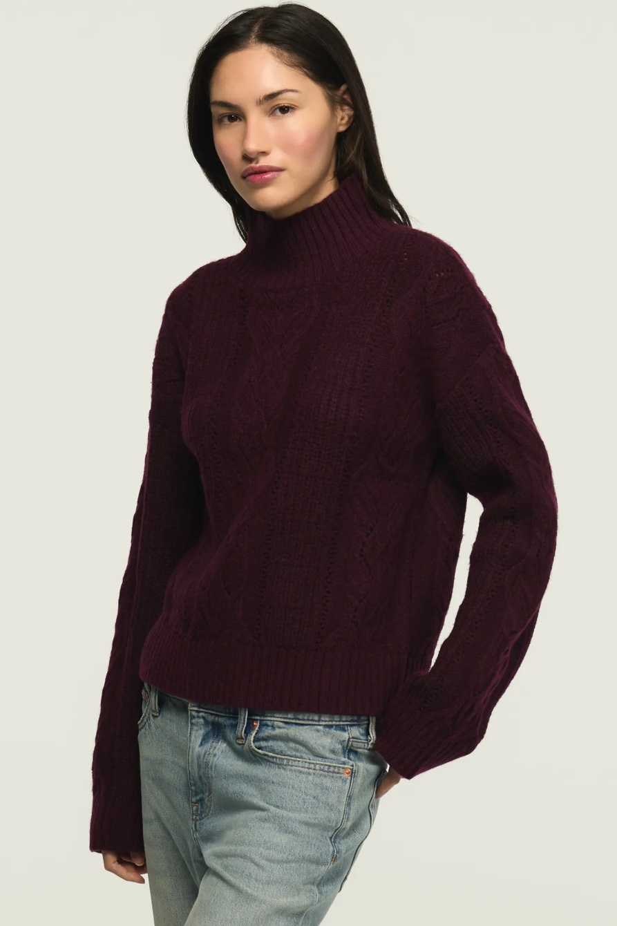 OPEN CABLE MOCK NECK SWEATER, image 5