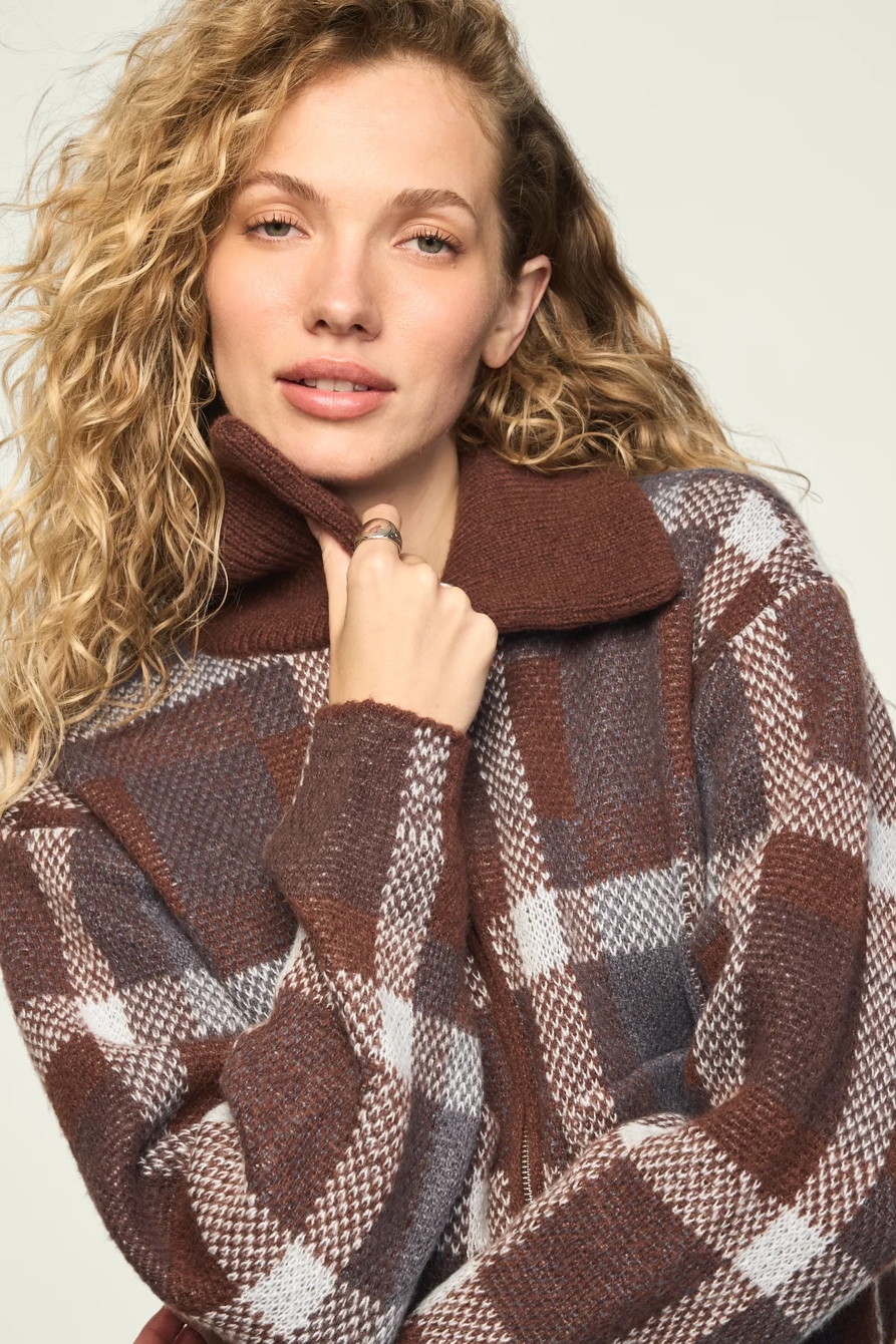 PLAID BOMBER SWEATER, image 2