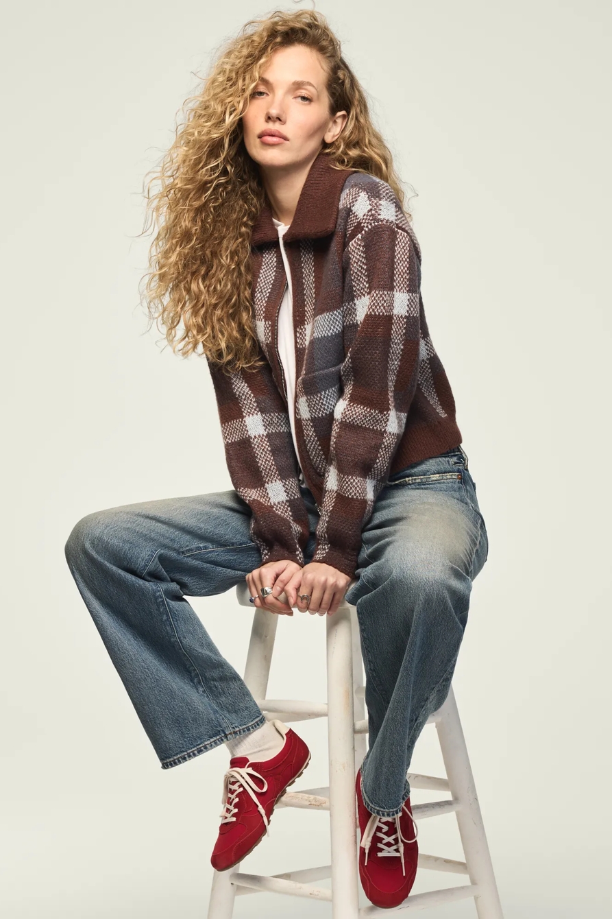 PLAID BOMBER SWEATER, image 5