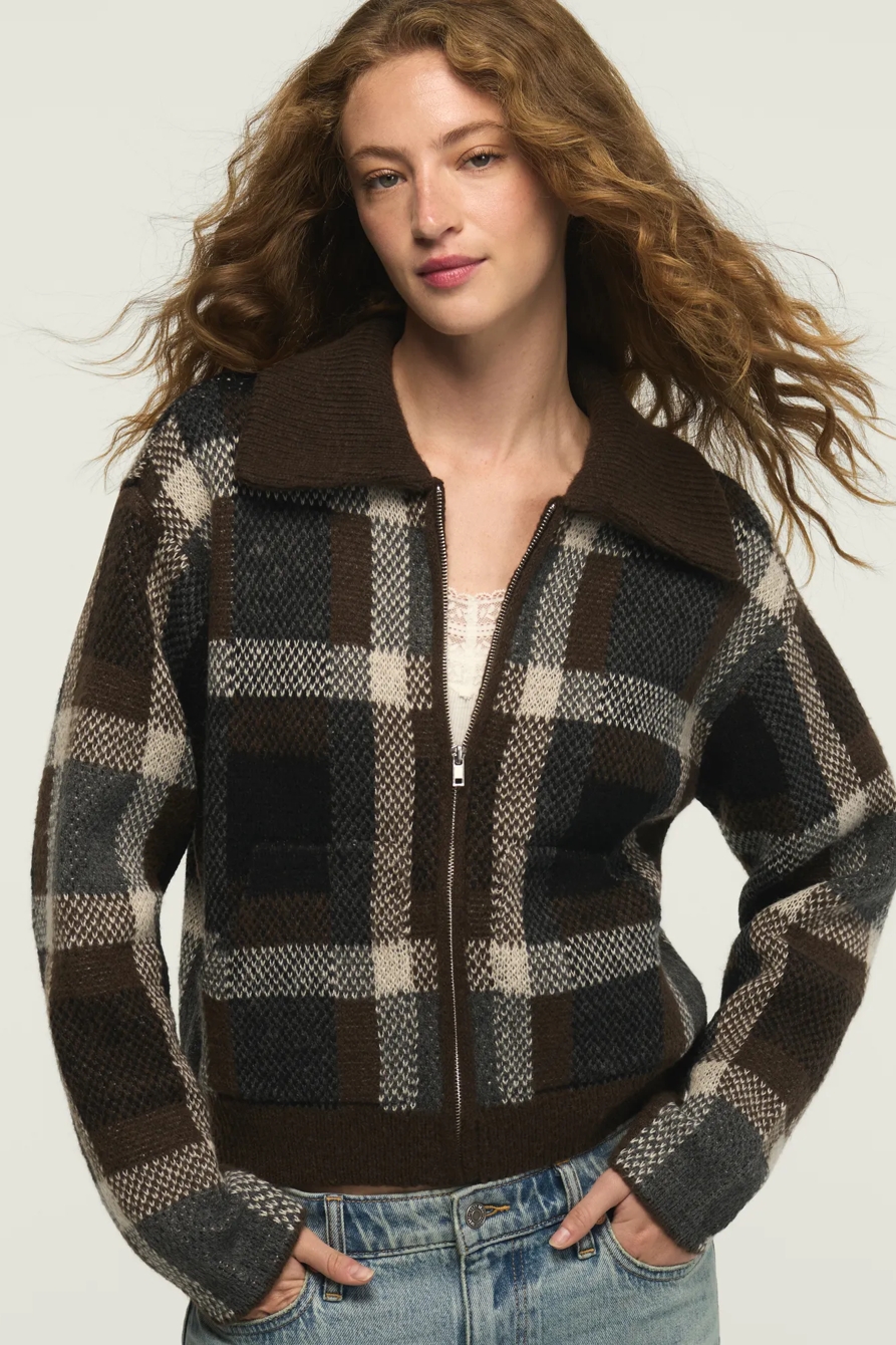 PLAID BOMBER SWEATER, image 2
