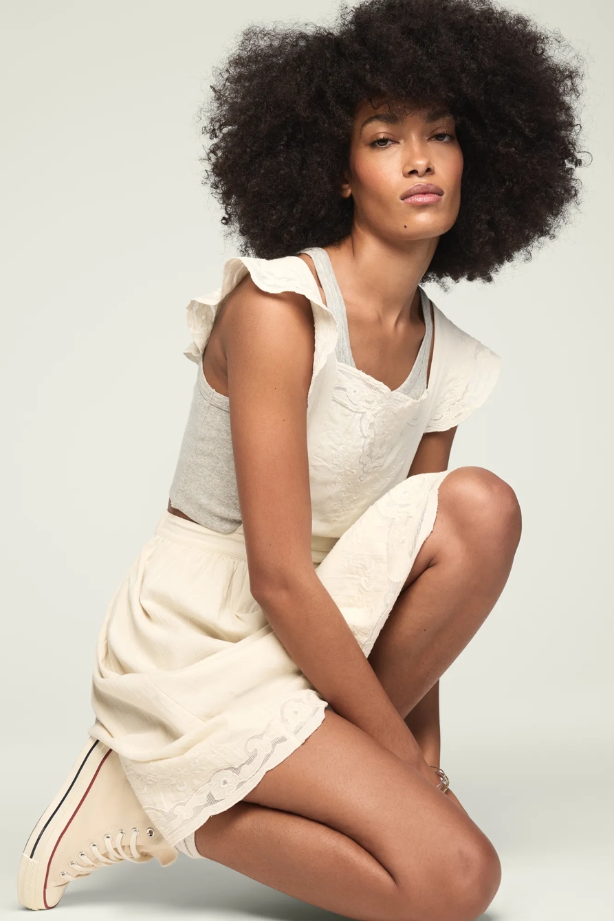 EMBROIDERED MESH APRON MINI DRESS, image 7