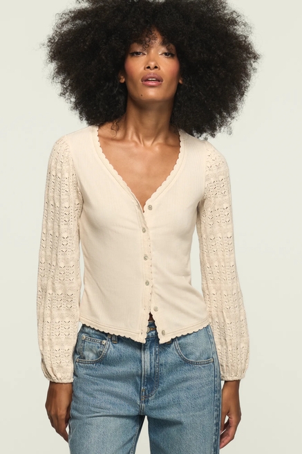 LONG SLEEVE LACE BUTTON THRU TOP, image 2