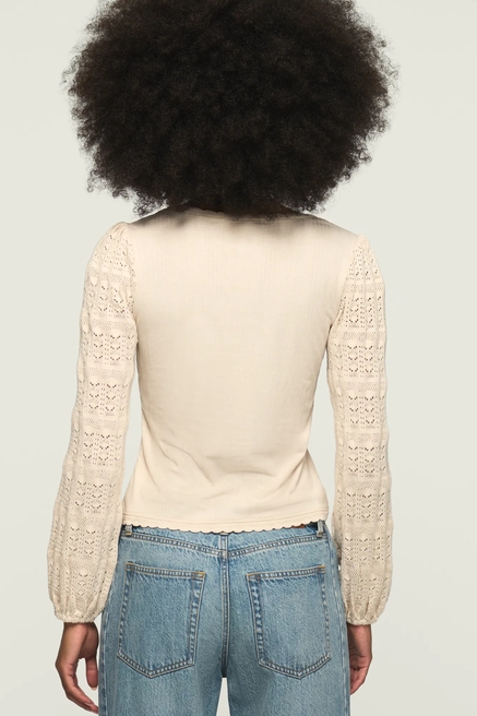 LONG SLEEVE LACE BUTTON THRU TOP, image 3