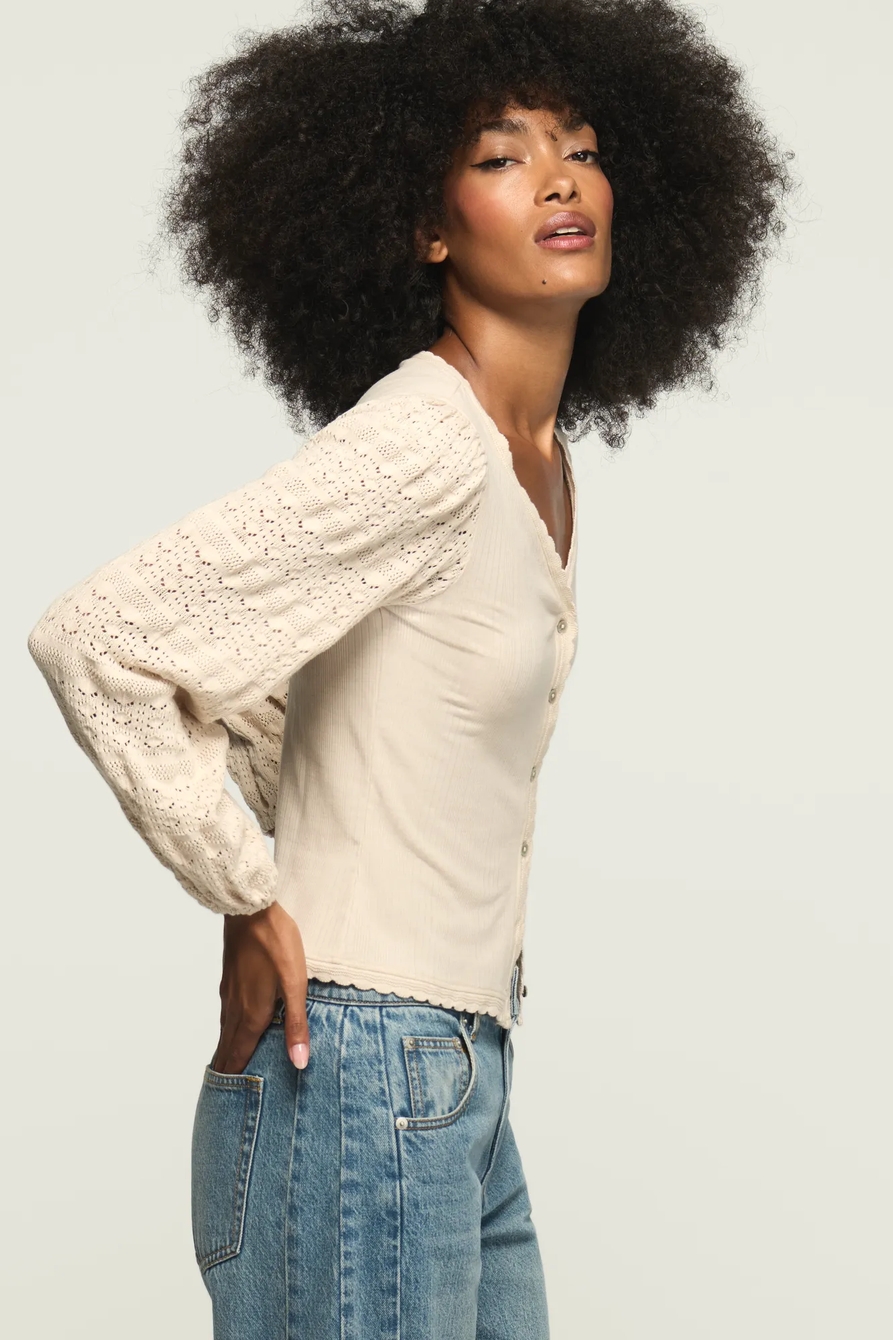 LONG SLEEVE LACE BUTTON THRU TOP, image 5
