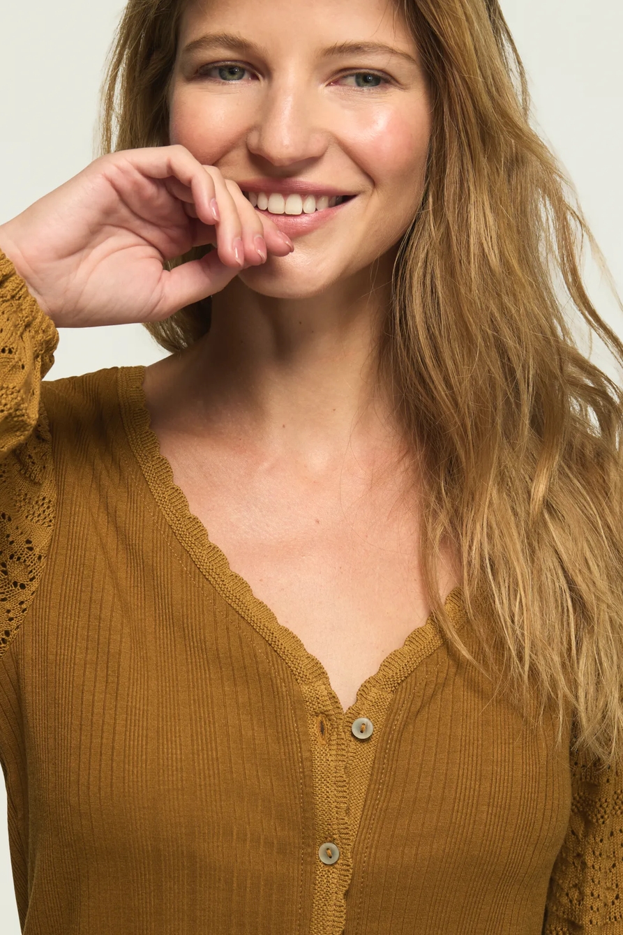 LONG SLEEVE LACE BUTTON THRU TOP, image 2