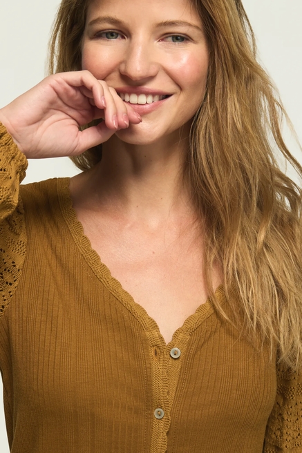 LONG SLEEVE LACE BUTTON THRU TOP, image 2