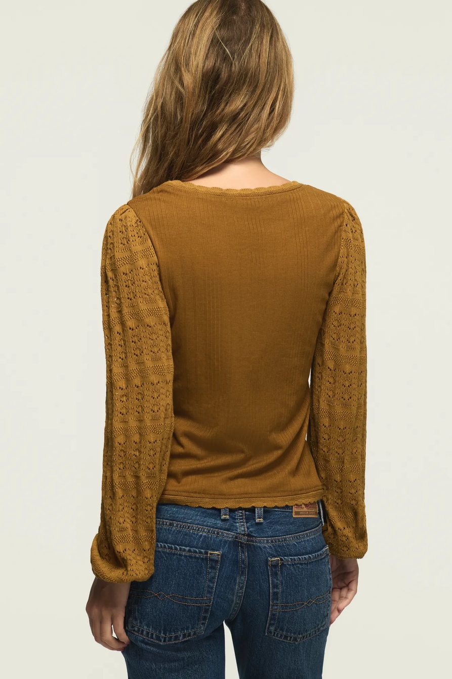 LONG SLEEVE LACE BUTTON THRU TOP, image 3