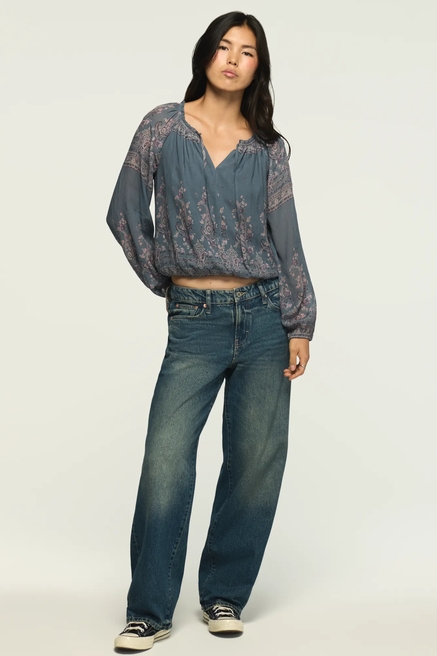 LONG SLEEVE PEASANT BUBBLE TOP, image 1