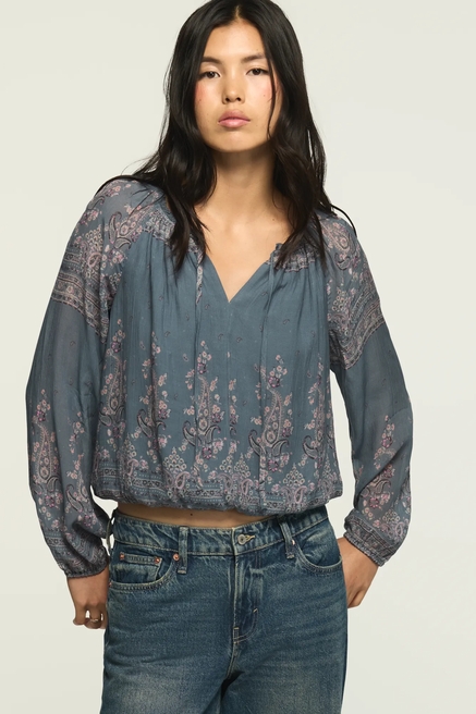 LONG SLEEVE PEASANT BUBBLE TOP, image 2