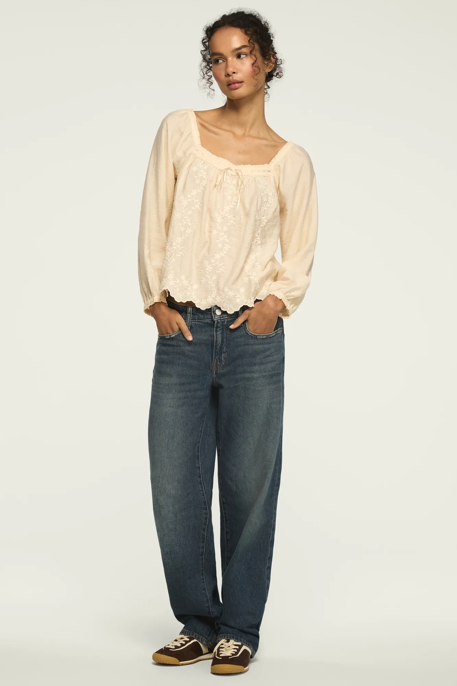 EMBROIDERED SQUARE NECK BLOUSE, image 3