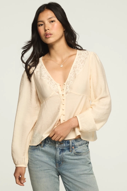 LONG SLEEVE LACE BUTTON THROUGH, image 1