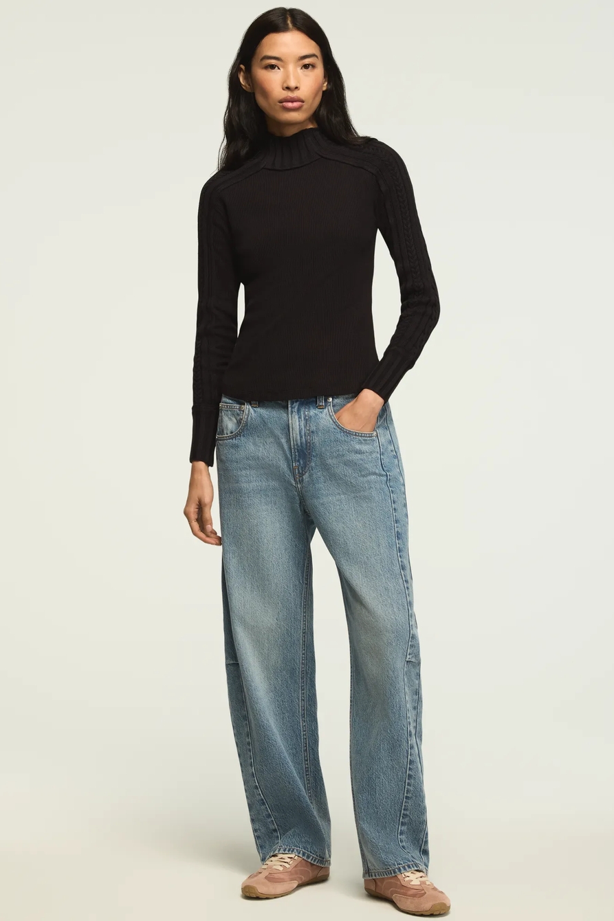 SWEATER MIX TURTLENECK TOP, image 2