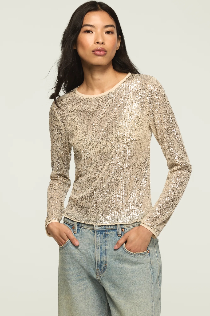 SEQUIN LONG SLEEVE TOP, image 2