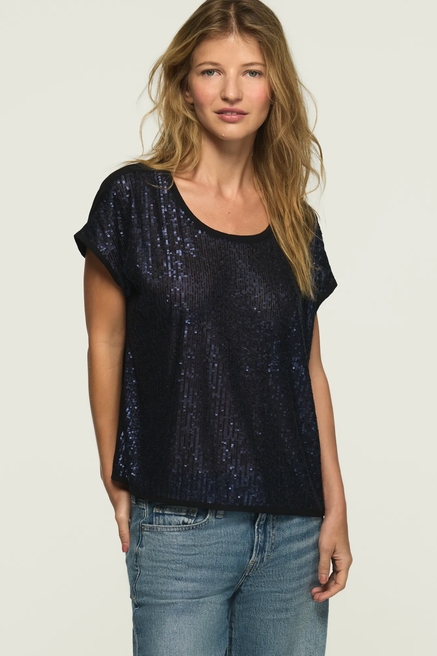 SHORT SLEEVE SEQUIN SWING TEE, image 1