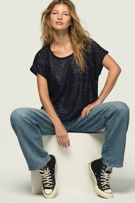 SHORT SLEEVE SEQUIN SWING TEE, image 2