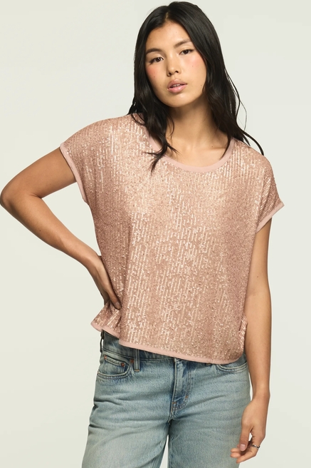 SHORT SLEEVE SEQUIN SWING TEE, image 1