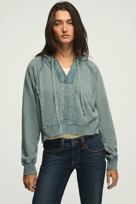 LACE TRIM NOTCH SWEATSHIRT, image 1