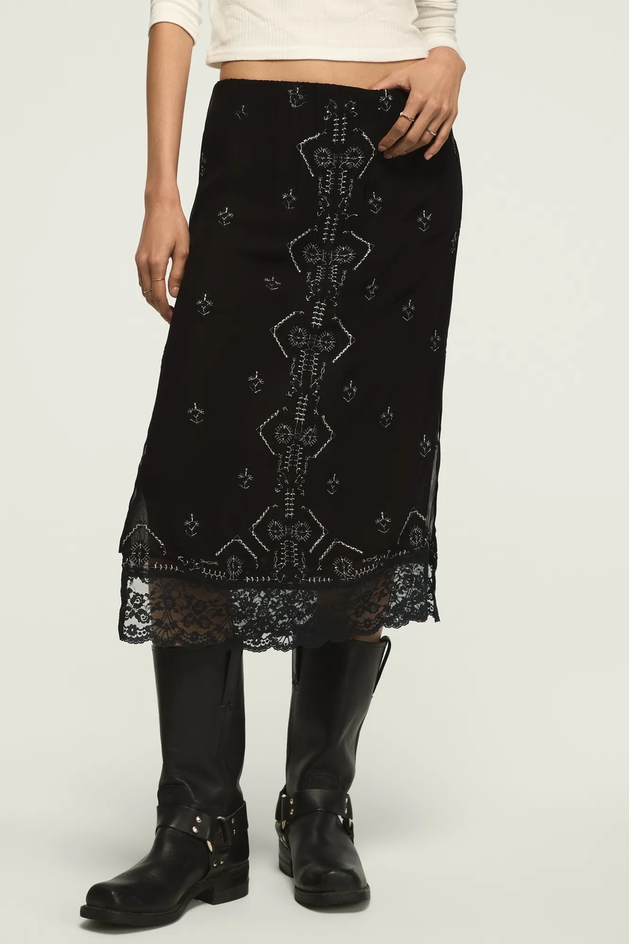 EMBELLISHED SLIP MIDI SKIRT, image 2