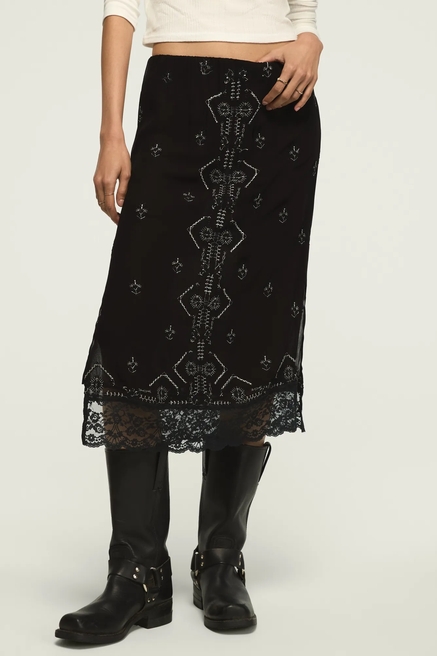 EMBELLISHED SLIP MIDI SKIRT, image 2