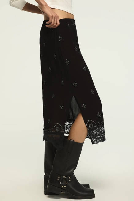EMBELLISHED SLIP MIDI SKIRT, image 4