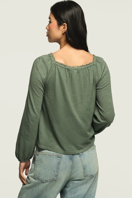 LS LACE TRIM PEASANT TOP, image 3